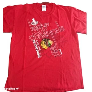 Reebok Chicago Blackhawks 2010 Stanley Cup Champions T Shirt Men’s Size L - Picture 1 of 6