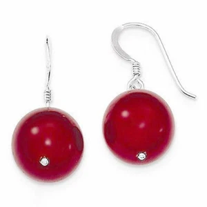 A la venta nuevos pendientes de gancho plateado de 10 mm de jade rojo genuino de moda - Imagen 1 de 3