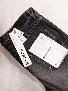 Purple Brand Jeans Mens 33 Black P001 Slim Fit Low Rise Splashed Ink Distressed - Picture 1 of 8
