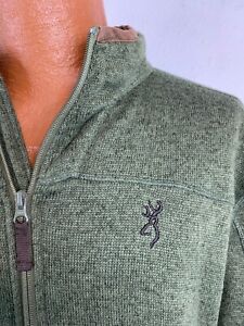 Chemise à manches longues marroning à fermeture éclair col haut vert taille grand logo mâle