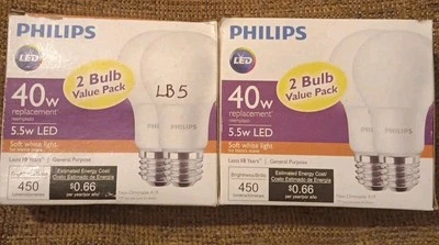 4 Philips 40W Soft White Color A19 LED Bulbs Tested Before Shipping - Image 1 of 3