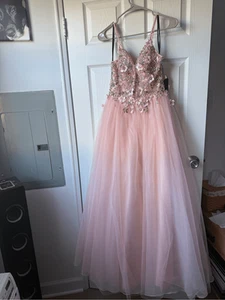 Andrea and Leo A0721 Dress Blush Size 6 Prom Occasion Jewel Barbie Plunge Neck N - Picture 1 of 10