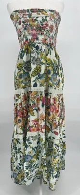 Журнал цветочный со сборками без бретелек макси платье богемное страны шик сад вечеринки Sz S - Изображение 1 из 4