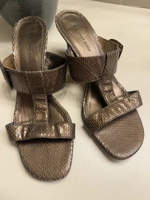 AK Anne Klein Snake Pattern Bronze Slip On Sandals Womens Size 8M  - Image 1 of 4