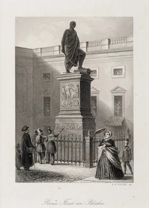 BERLIN Blücher Prinz Fürst von Monument Original Stahlstich um 1855 - Bild 1 von 3