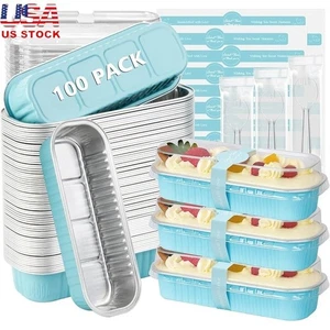 Aluminium Mini Laib Pfannen mit Deckel & Einweg Löffel Backen Partys Veranstaltungen Neu - Bild 1 von 50