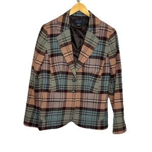 Pendleton Plaid Women's 100% Wool Blazer Rose Green Multicolor Size 10 NWOT - Picture 1 of 8