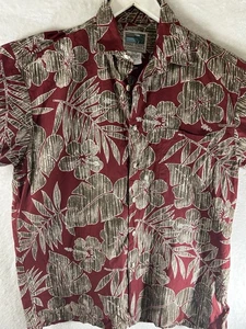Cooke Street Hawaiian Shirt Medium Floral Reverse Print Leaf Cotton USA Made Vtg - Picture 1 of 9