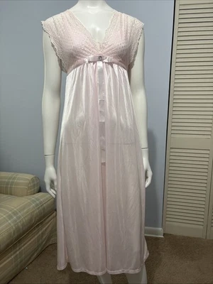 Camisón vintage rosa con encaje superpuesto correas ajustables talla A Foto 1 de 4