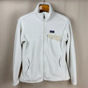 Patagonia Re-Tool Full Zip Fleece Polartec Jacket Womens Large Cream Ivory White - Picture 1 of 12