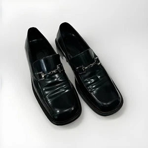 Gucci Women's Black & Silver Leather Loafers Shoes UK 5 EU 38 - Picture 1 of 9