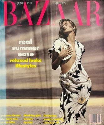 VTG RARE HARPERS BAZAAR June 1989 SUZANNE LENZA by Phillip Dixon CINDY CRAWFORD  - Image 1 of 4
