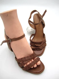 Tamaris Sandali Crna Brown leather Open Toe Womens Heels Size 40 Or 9 Us - Picture 1 of 17