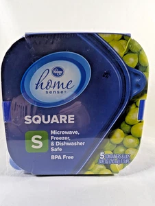 Kroger Home Sense 5er Set quadratische Behälter für 3 Tassen mit blauen Deckeln - BPA-frei - Bild 1 von 8