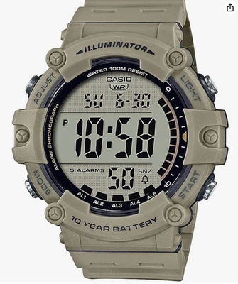 Casio Illuminator AE1500WH Series | 10-Year Battery | LED 背光 TAN — 第 1/2 张图片