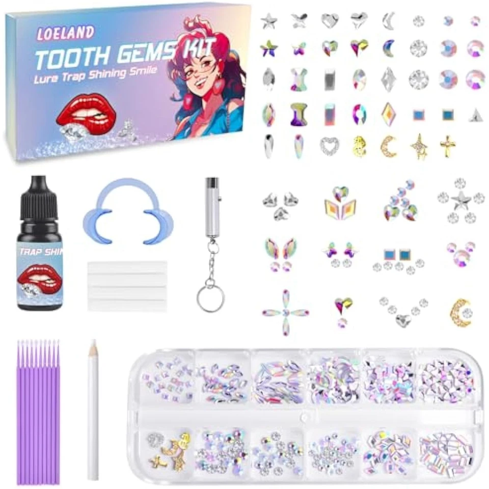 Kit de gemas dentales, kit de joyería de cristales hágalo usted mismo conjunto de gemas dentales, profesional F Foto 1 de 1