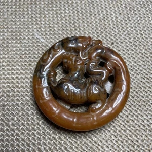 Jade Amulets Japanese Jewelry Stone Necklace Pendants Carved Old Chinese X1 - Picture 1 of 3