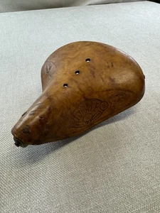 Vintage Ideale Leather Bicycle Saddle Seat #6 - Made in France - Picture 1 of 5