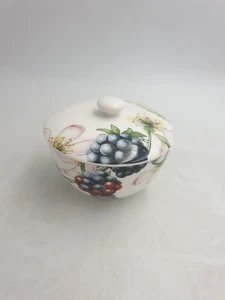 Portmeirion "Eden Fruits" Porcelain Lidded Sugar Bowl Pot Blackberry Floral Moti - Picture 1 of 12