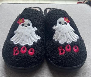 Zapatillas Mujer Acogedoras Halloween ¡Boo! Zapatos interiores de felpa Black Ghost talla 8,5-9 - Imagen 1 de 7