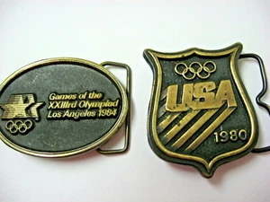 LOT 2 belt buckles Olympics 1980 1984 Bergamot Brass works - Picture 1 of 8
