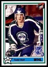 1990-91 7th Inning Sketch WHL Todd Holt Auto Swift Current Broncos #48 NO COA