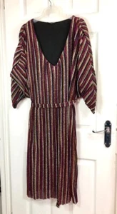 Simply Be Plus Size Multicoloured Strped Glitter Knee Length Dress Size 26 uk - Picture 1 of 16