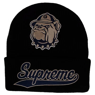 Supreme Georgetown Hoyas Mitchell & Ness NCAA Puño Tejido Sombrero Gorro Gorra Negro Nuevo Foto 1 de 4