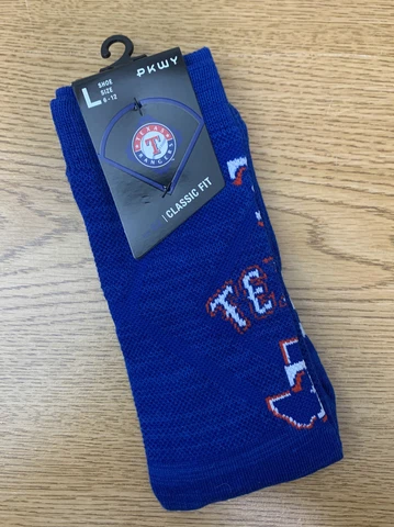 New - Texas Rangers PKWY Mens Crew Socks Size Large Shoe Size 6-12 Cover