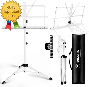 Music Stand, 2 in 1 Dual-Use Folding Sheet Music & Desktop Book Stand Portable - Picture 1 of 7