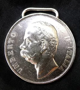 ITALIAN SILVER MEDAL ITALIAN UNITY - UNITA D'ITALIA 1848-1870 KING UMBERTO I - Picture 1 of 5