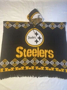 NFL Pittsburgh Steelers, Lana/Acrílico Dos Lados Logo Equipo Jersey Poncho con Capucha - Imagen 1 de 4