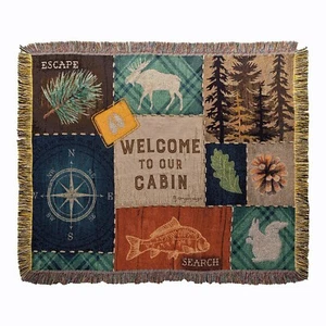 COUNTRY CABIN TAPESTRY THROW BLANKET - 50" x 60" - Picture 1 of 1