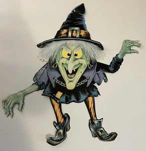 Bruja articulada troquelada vintage Halloween Beistle 1980 grande troquelada 29 x 30" LEER - Imagen 1 de 7