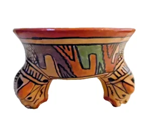 Pre Columbian Costa Rican Polychrome Tripod Clay Bowl With Working Rattle Legs - Picture 1 of 6