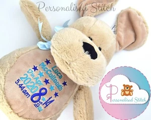 Personalisierter Teddybär bestickt Hund Taufe Geschenk Baby Geburtstag Geschenk  - Bild 1 von 3