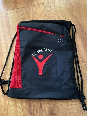LoyalFans draw string Logomark lightweight backpack bag big zippered pocket NEW - Image 1 of 2