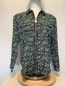 Top Michael Kors para mujer verde azulado cachemira mangas con lengüeta enrollable cremallera completa P/L - Imagen 1 de 3