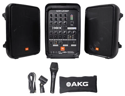 JBL EON208P Portable PA System / Pair 8" Speakers+Powered 8 Chan Mixer/Bluetooth - Image 1 of 4