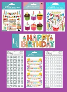 Jolee's GEBURTSTAG Aufkleber CUPCAKES KUCHEN KERZEN GESCHENKE GESCHENKE KONFETTI PARTY - Bild 1 von 8