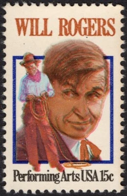 US # 1801 VAR MINT OG NH* { COLOR SHIFT ERROR" MISREGISTRATION } 15c WILL ROGERS - Image 1 of 3
