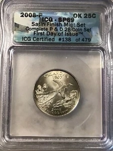 2008 P Satin Finish Oklahoma Washington Quarter Dollar ICG-SP69 - Picture 1 of 2