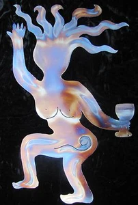 MUJER VINO Bailarina Fiesta Niña DIOSA Metal Pared Acento Arte Decoración - Imagen 1 de 1