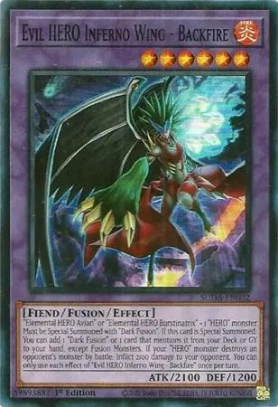 Yugioh! Evil HERO Inferno Wing - Backfire - SUDA-EN032 - Super Rare - 1st Editio - Image 1 of 1