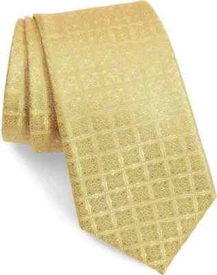 全新 男式 Canali 奖章 真丝领带 黄色 — 第 1/4 张图片