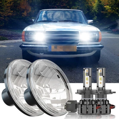 For Mercedes Benz 240D 300D 220D 300TD 280 7"Inch Round LED Headlights Hi/Lo H4 - Image 1 of 4