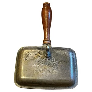 Vintage Antique ONEIDA Silver Plated Silent Butler Wood Handle Engraved Crest 4” - Picture 1 of 7