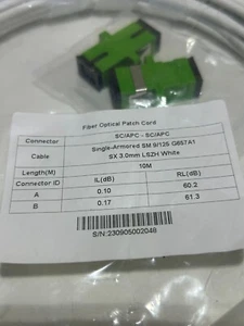 10M Armored Fiber Optic Patch Cord 3.0mm LSZH SC/APC-SC/APC SX SM Cable - Picture 1 of 3