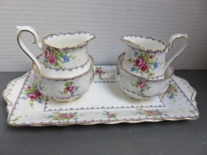 Royal Albert Petit point 2 cream and 2 sugar and 11 inch handled sandwich tray - Picture 1 of 4