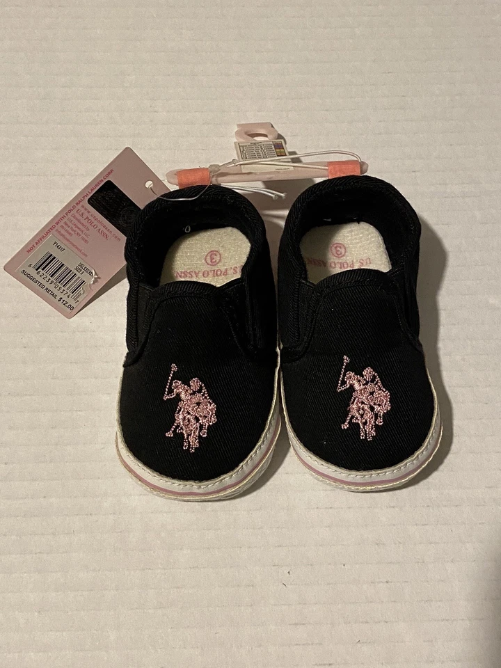 EE. UU. Polo 6-9 Meses Bebé Unisex Zapatos Sin Cordones Parte Inferior Descolorida Foto 1 de 4